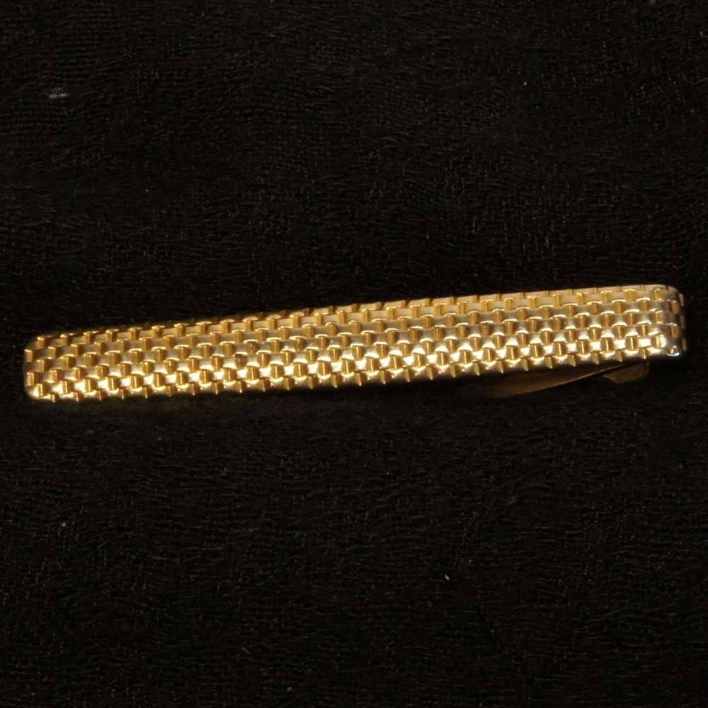 Hickok Tie Bar Vintage Gold Tone Basketweave Textured USA